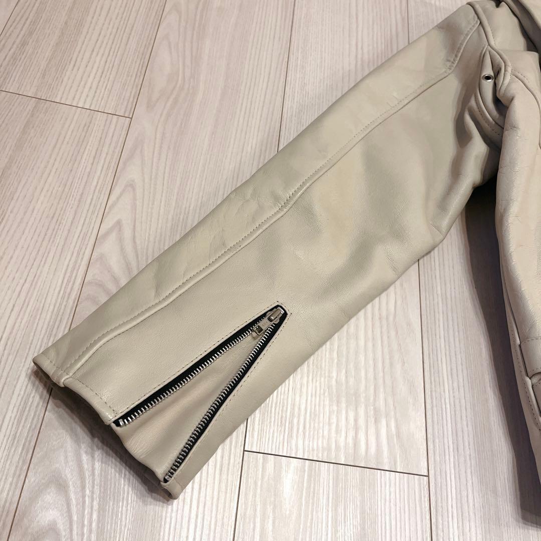 希少 HORN WORKS アイボリー シングルライダース 牛革 3L