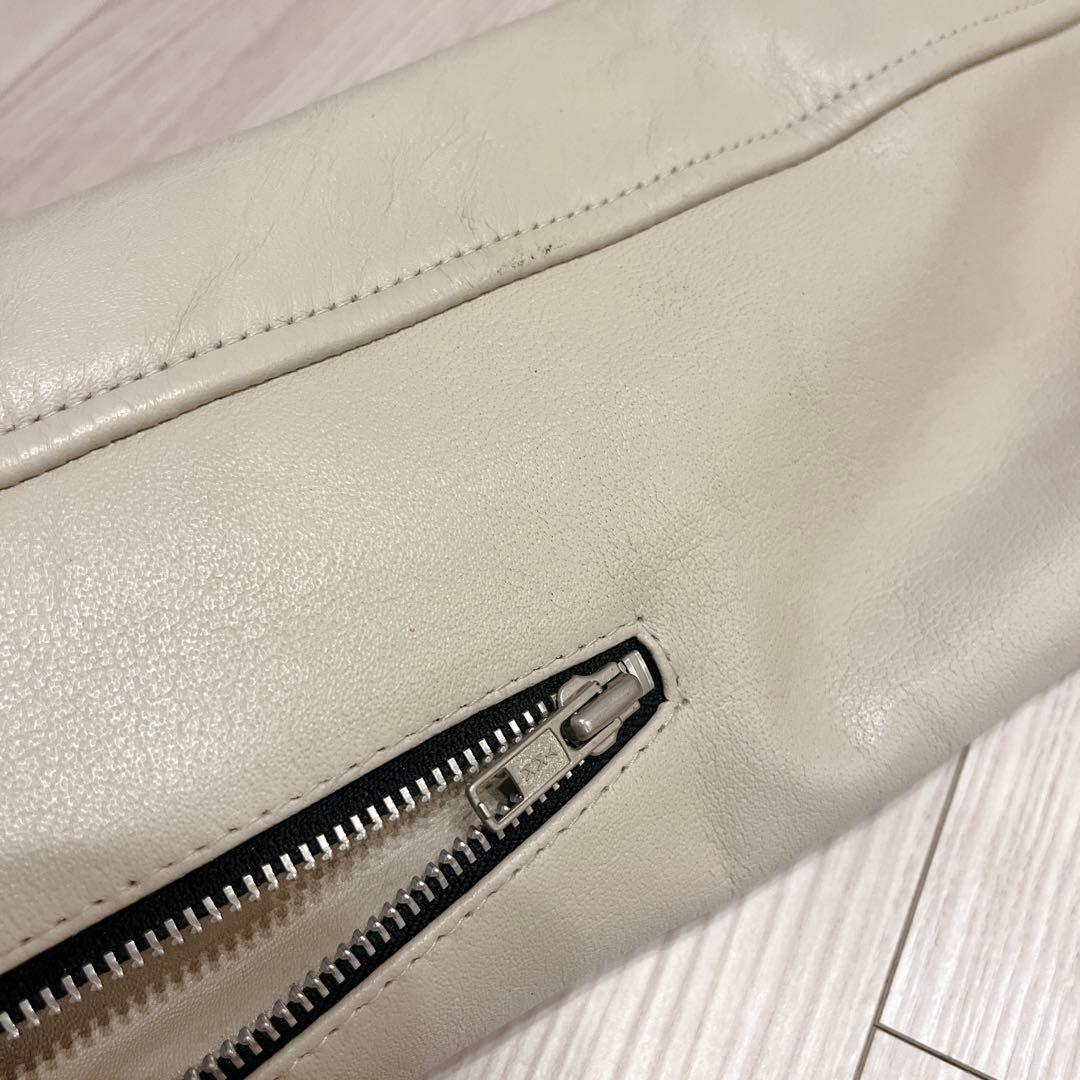 希少 HORN WORKS アイボリー シングルライダース 牛革 3L