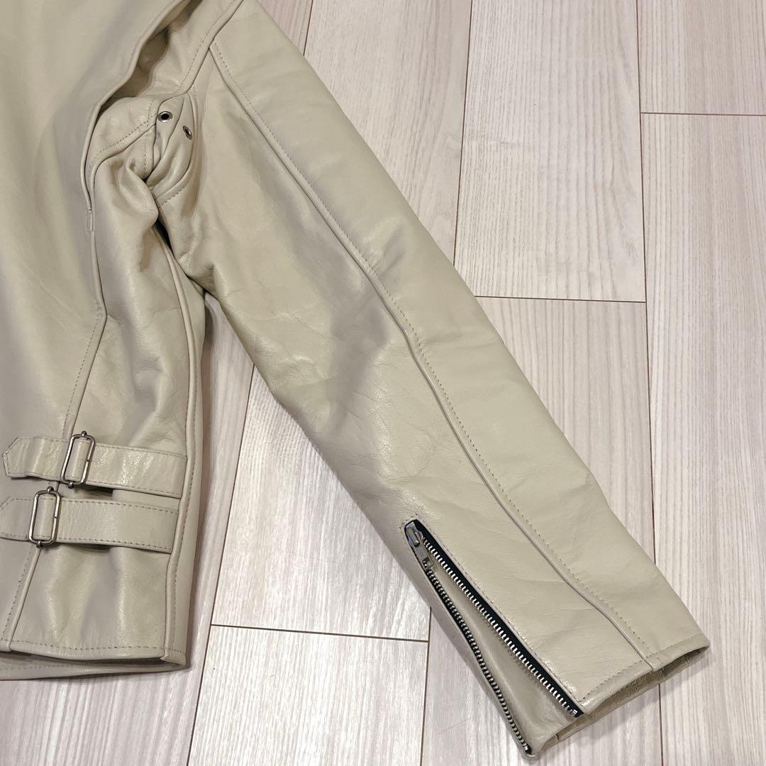 希少 HORN WORKS アイボリー シングルライダース 牛革 3L