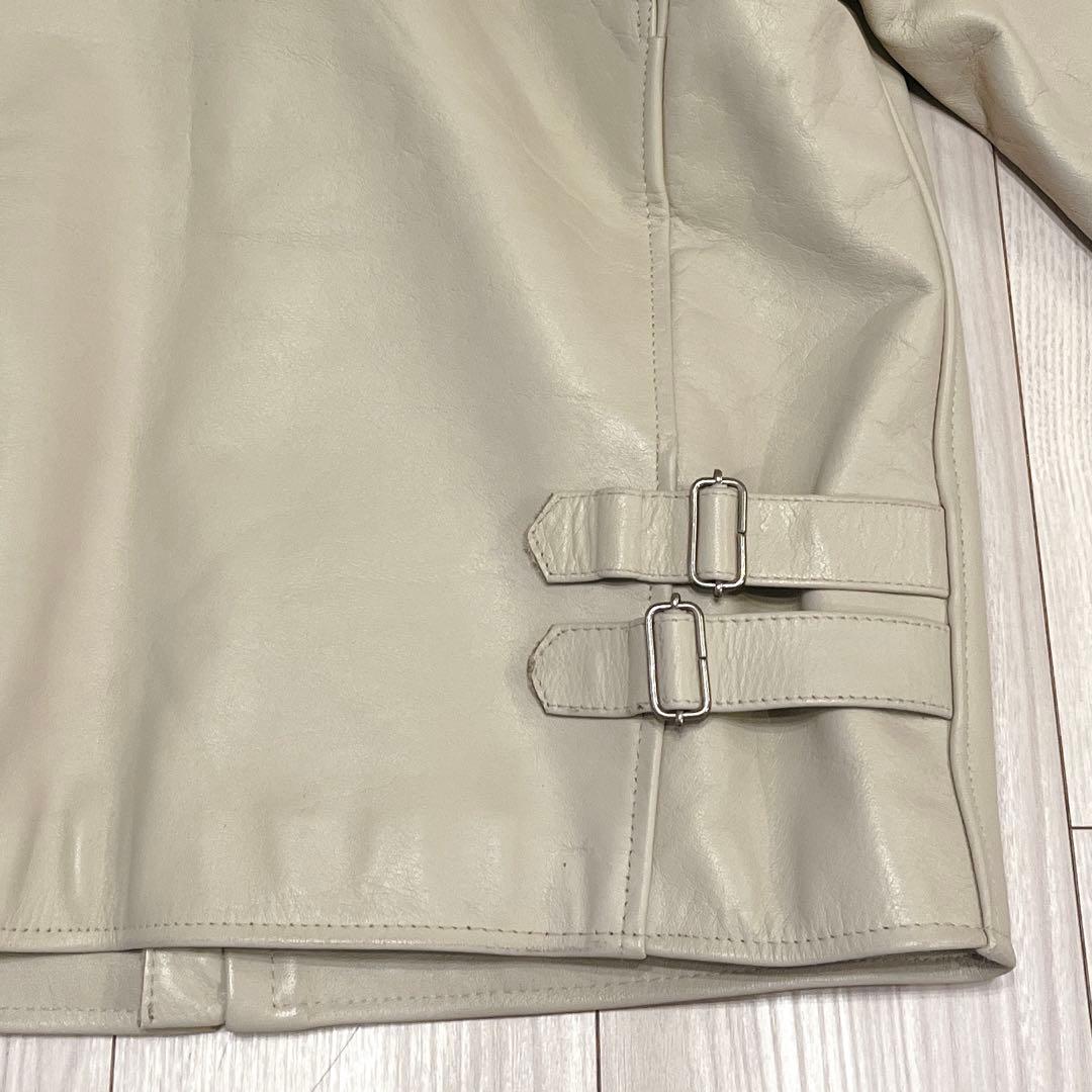 希少 HORN WORKS アイボリー シングルライダース 牛革 3L