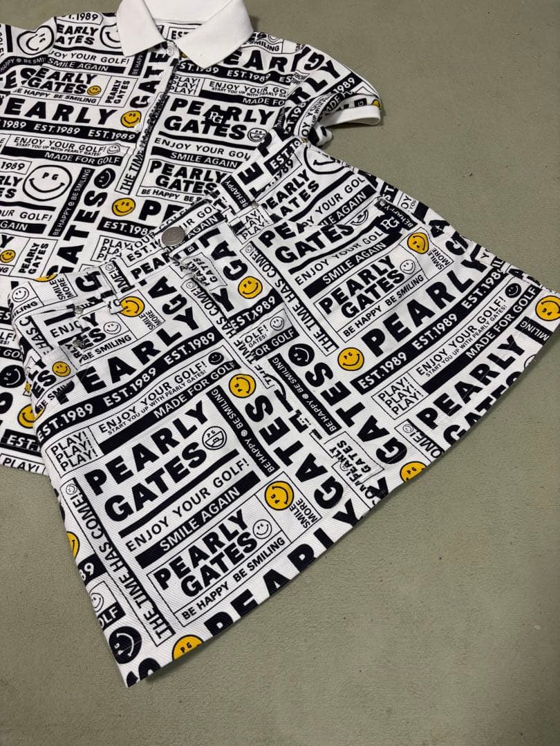 （超美品）パーリーゲイツ 、ニュースペーパー柄、セットアップ、サイズ0