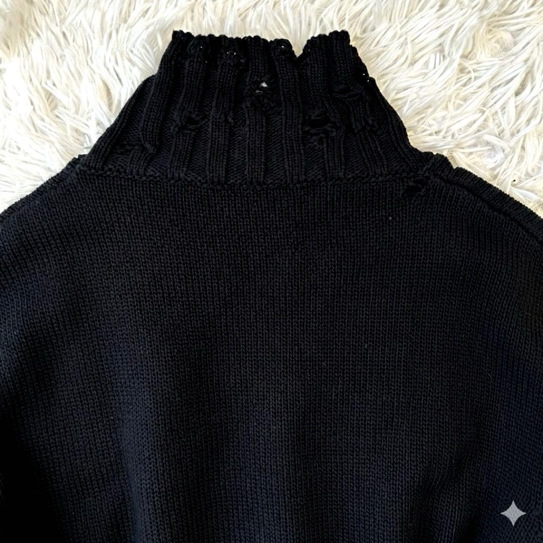 MARNI マルニ ブラックコットンクロップドベスト ダメージ加工 ニット ロゴ