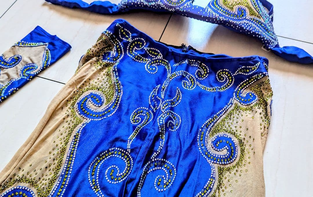 ベリーダンス 衣装 HISHAM 青 ブルー ベージュ マーメイド