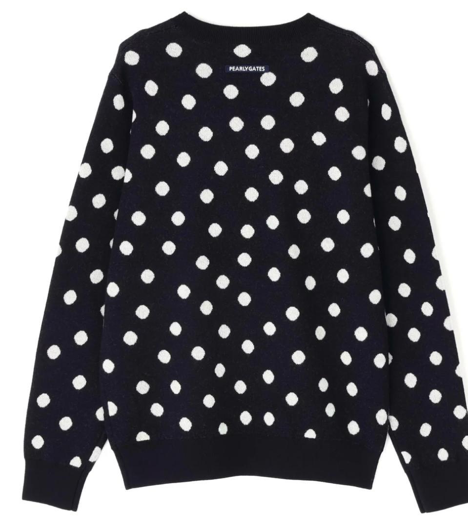 パーリーゲイツ　14Gダブルジャガードカシミヤ混クルーネックニット サイズ0