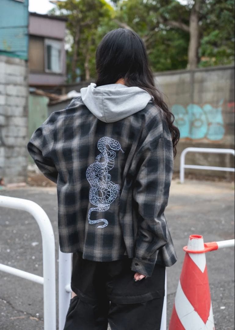 ら*☆様 GIBOUS SNAKE SCORPION CHECK SHIRT H