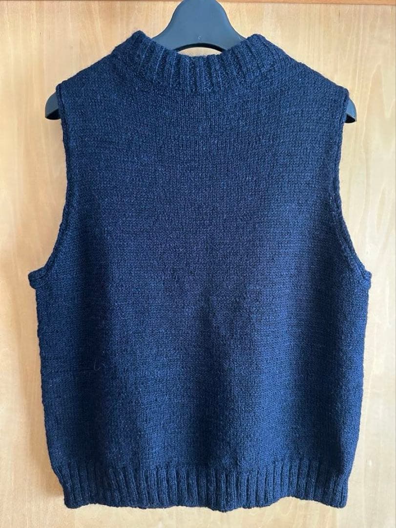 中川政七商店　麻ウールのニットベスト　ネイビー