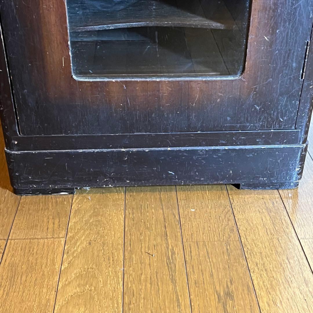 アンティーク ガラス扉 木製 書類棚 骨董 キャビネット 昭和レトロ ビンテージ