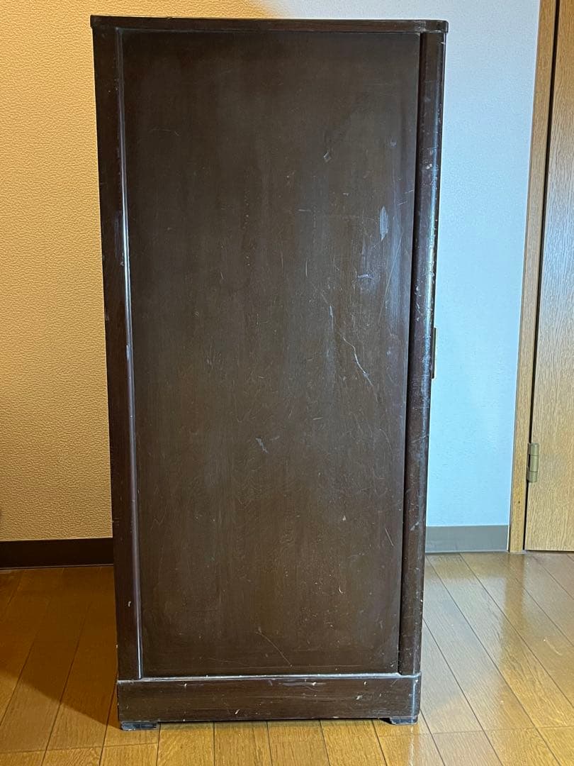 アンティーク ガラス扉 木製 書類棚 骨董 キャビネット 昭和レトロ ビンテージ