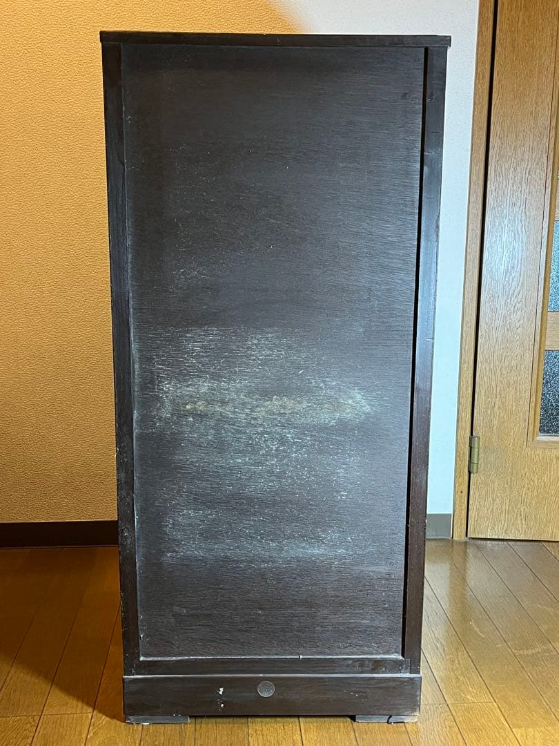 アンティーク ガラス扉 木製 書類棚 骨董 キャビネット 昭和レトロ ビンテージ