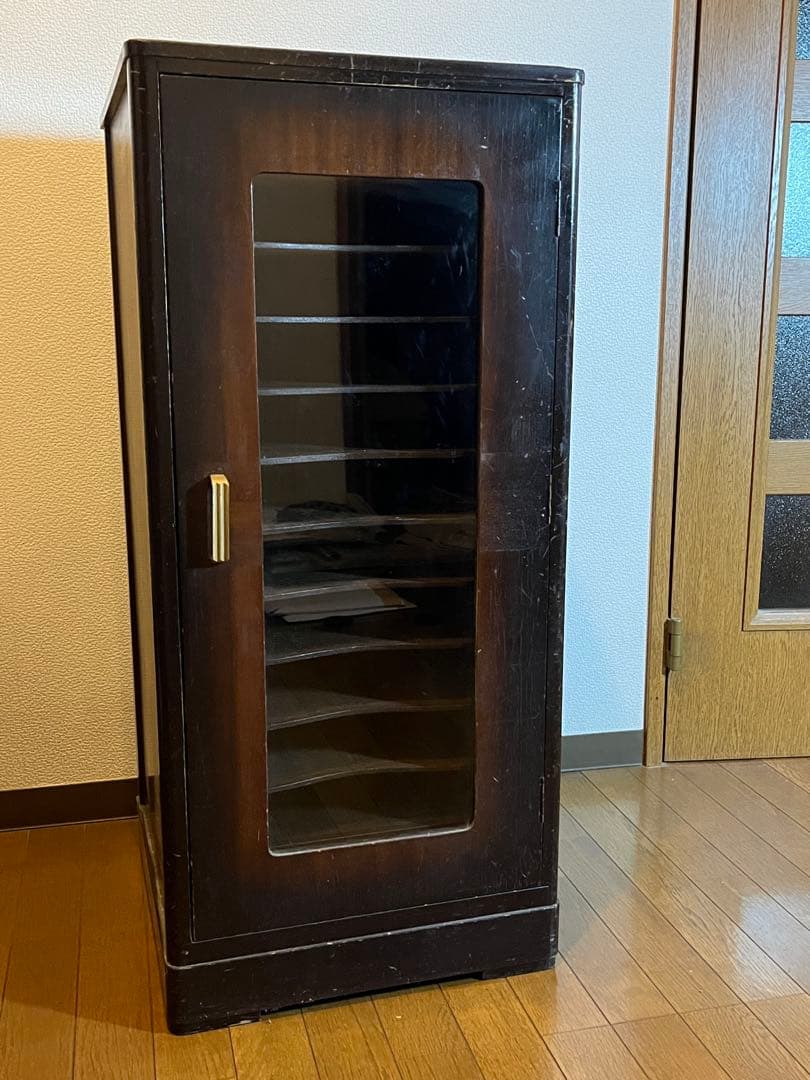 アンティーク ガラス扉 木製 書類棚 骨董 キャビネット 昭和レトロ ビンテージ