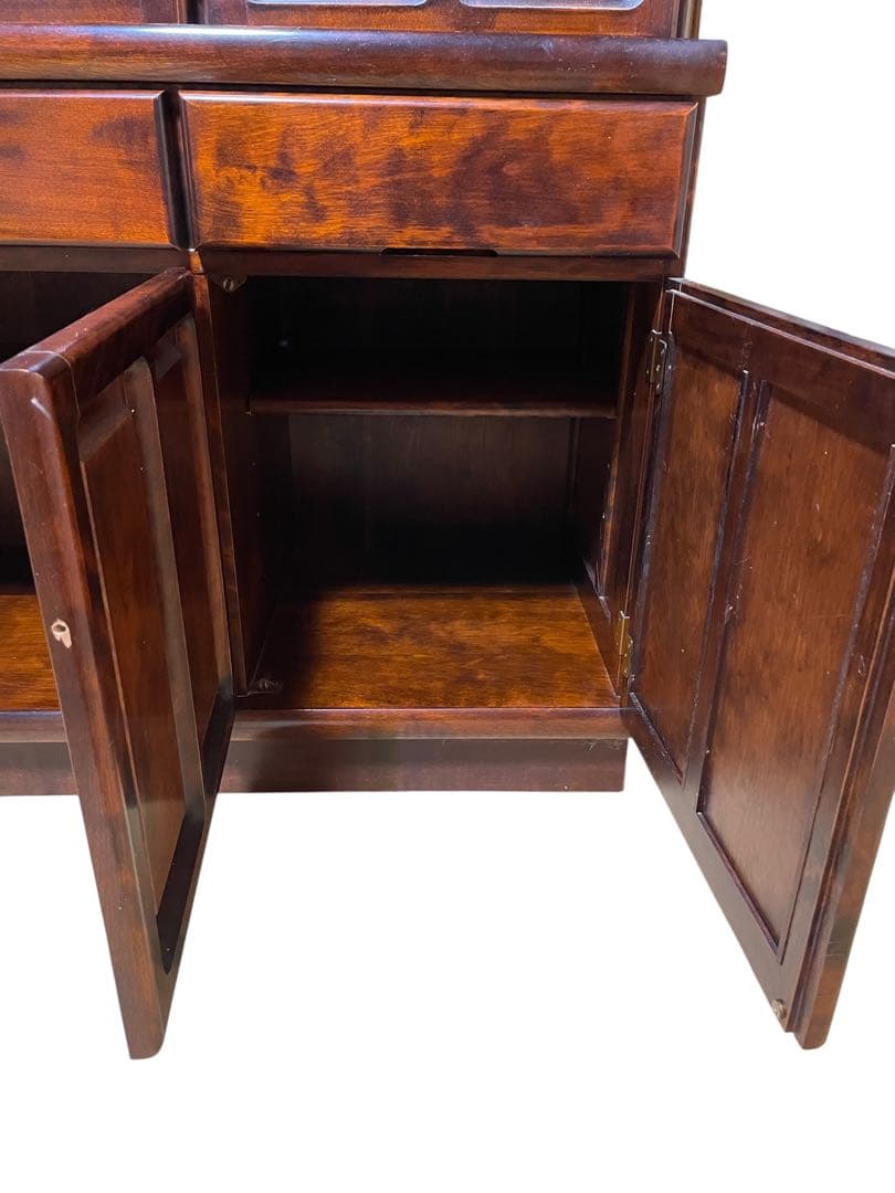 A*e様 送料込　桜無垢　高級　和モダン　食器棚 130cm キャビネット 飾り