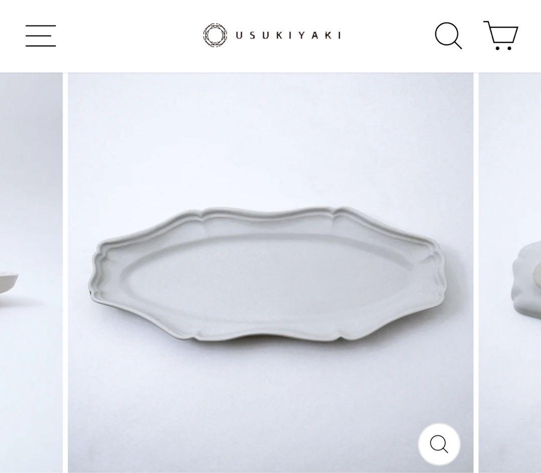 臼杵焼 輪花オーバル長皿 白 White 2枚セット