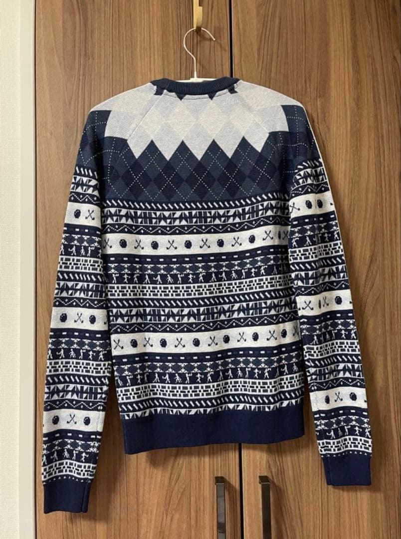 新品✨アディダスゴルフ　現行　上下　長袖セーター　ニットスカート　ブルー　Ｓ