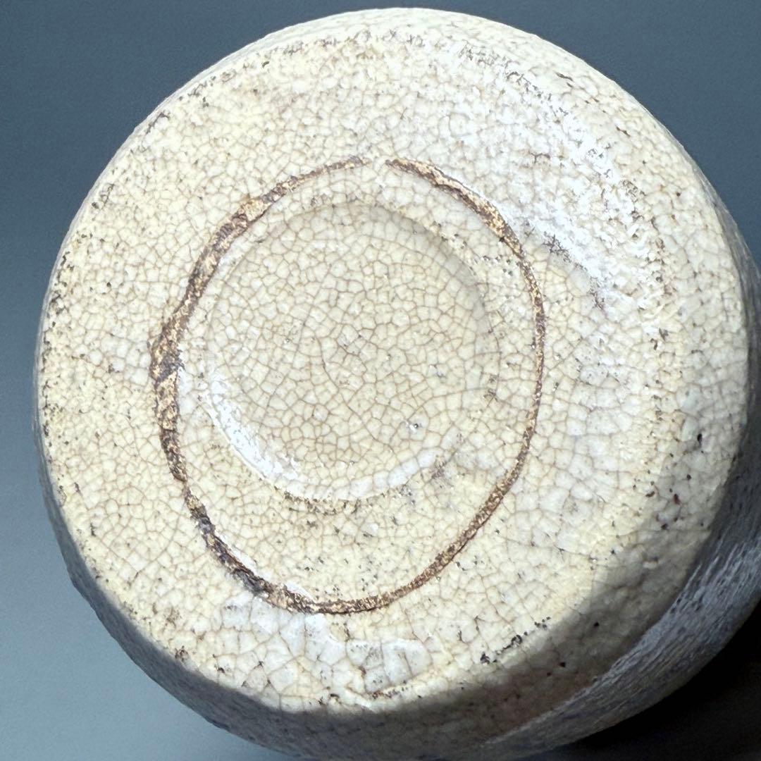 江戸時代　織部沢瀉文　花瓶　徳利　古美術　桐箱付　蒐集家旧蔵品　高19.5cm