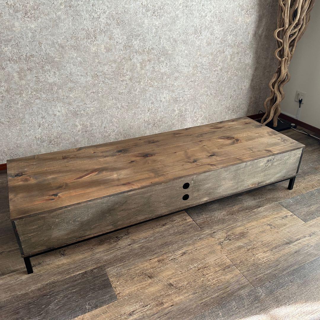 ひ*と様 美品 天然木 オーダー TVボード 幅180cm　古材風