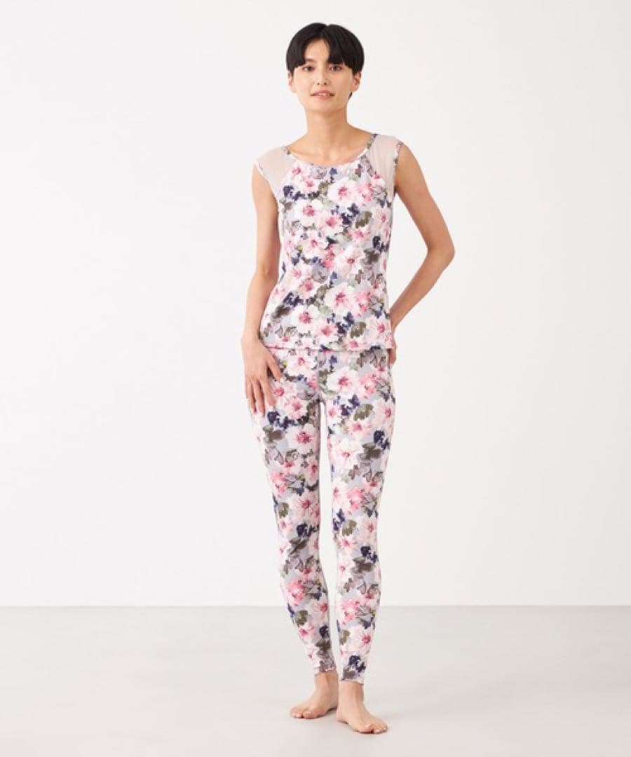 チャコット 美品　ラナンキュラスプリントトップ　L