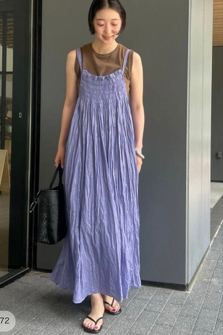 SLOBE IENAクリンクルギャザーキャミワンピース　パープル