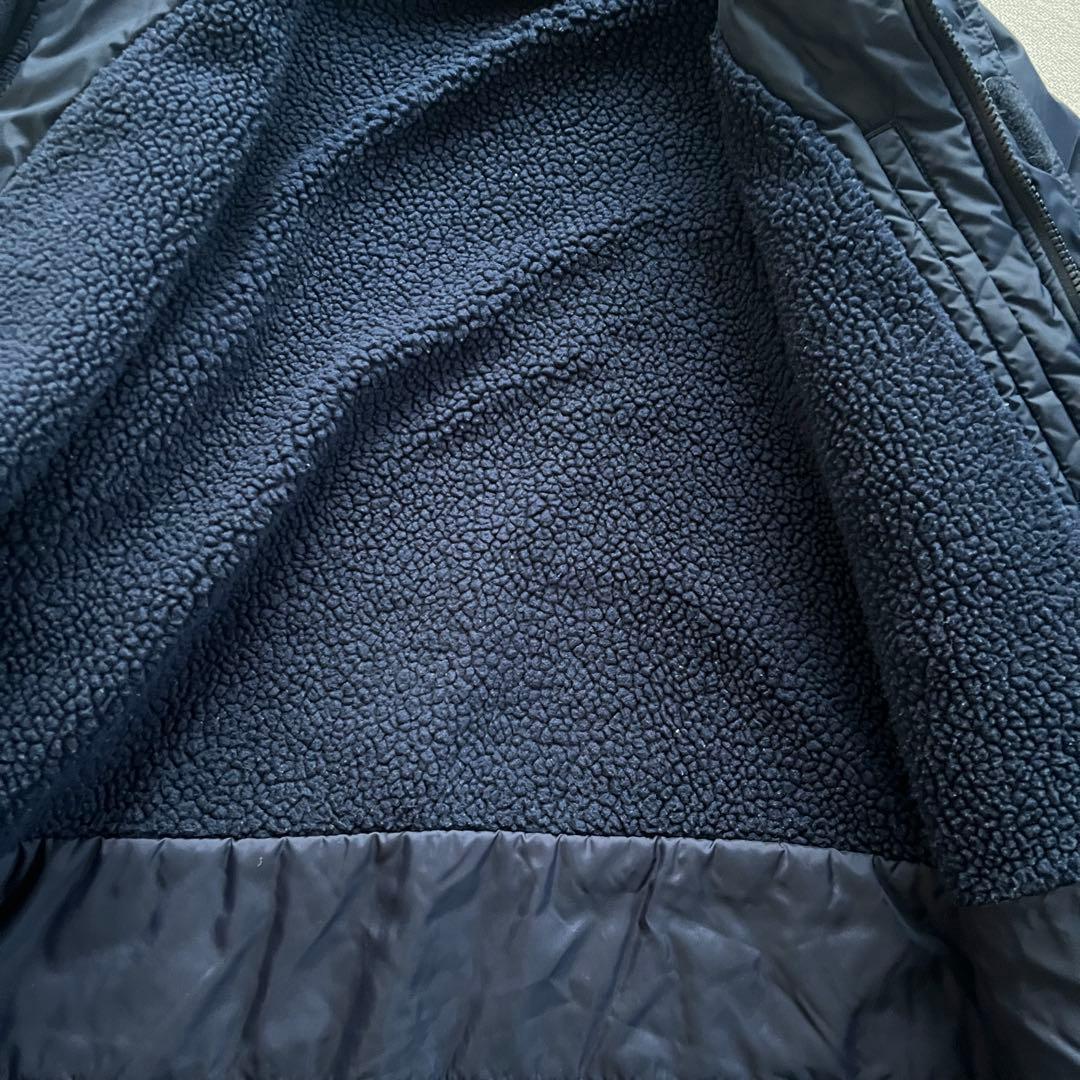 NIKE ナイキ 160㎝ ベンチコート 裏ボア 紺ネイビー 赤レッド 刺繍ロゴ