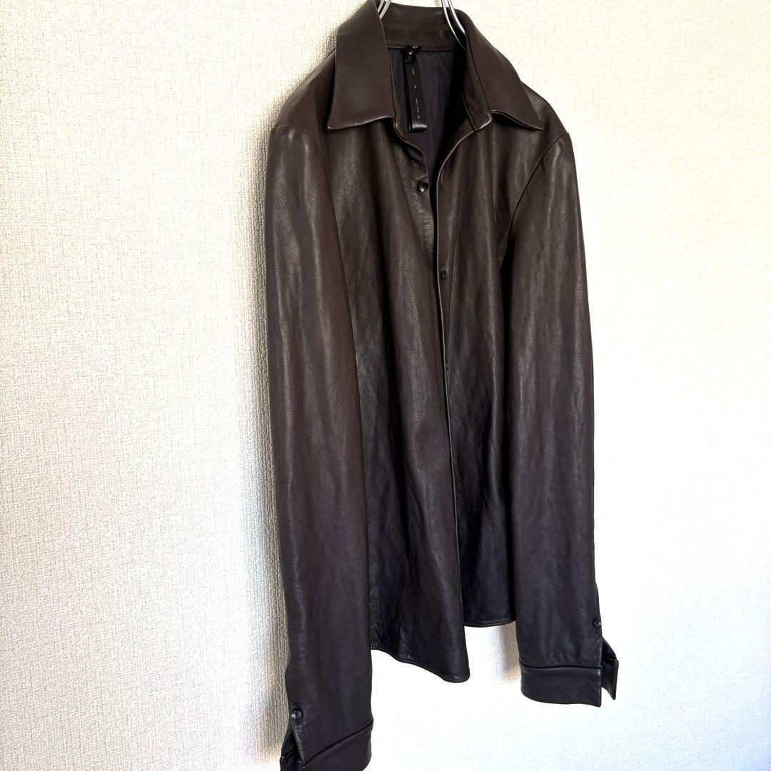 【希少】WJK レザーシャツ ダークブラウン 421 lc08