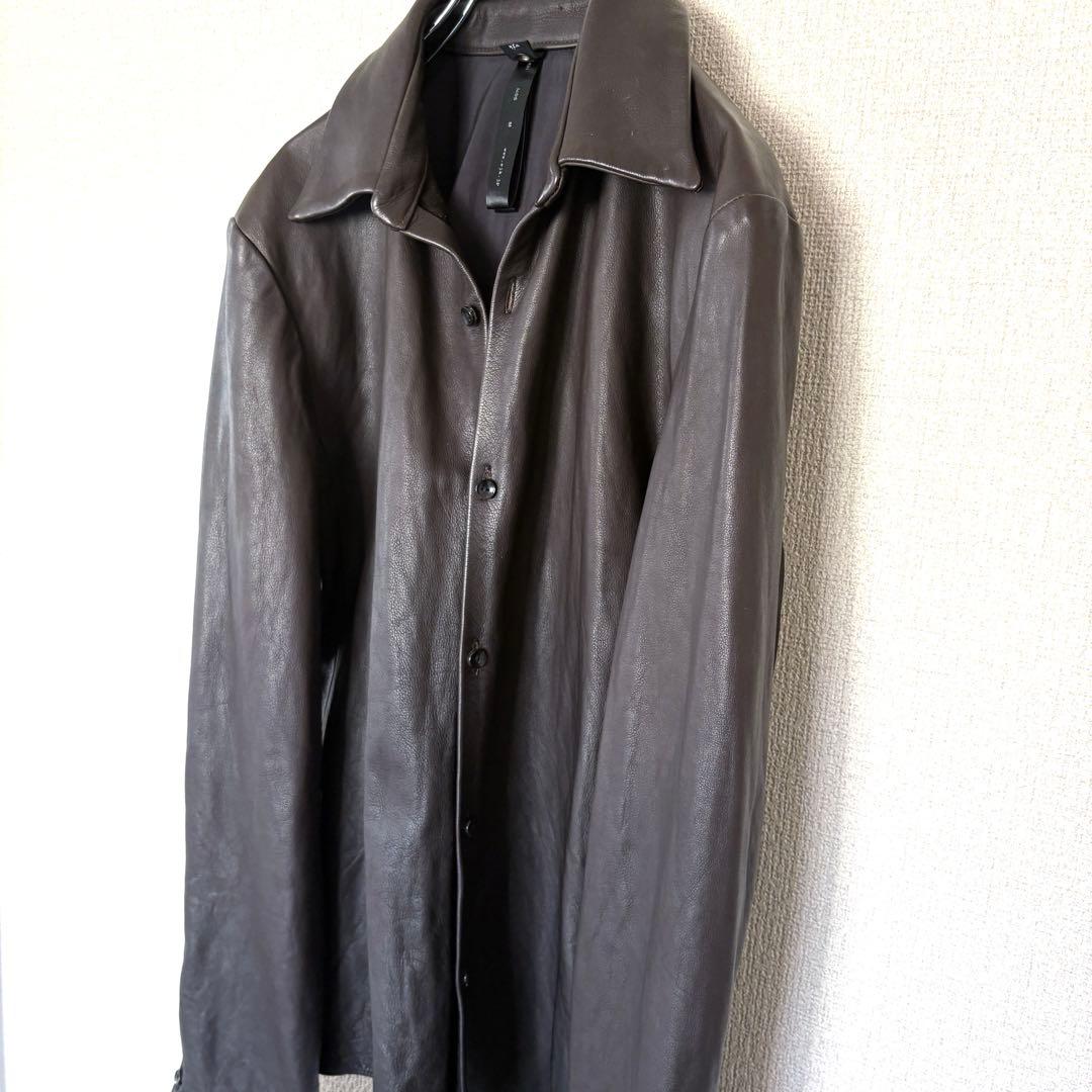 【希少】WJK レザーシャツ ダークブラウン 421 lc08