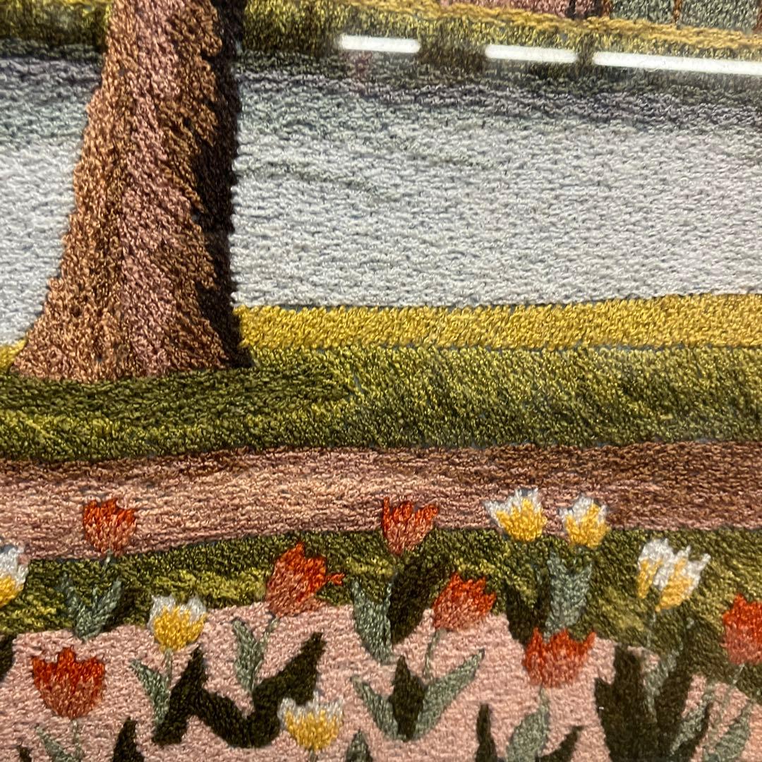 北欧レトロ 白鳥と湖 刺繍画 風景画 絵画 額縁 額装 アート 美術 芸術 飾り