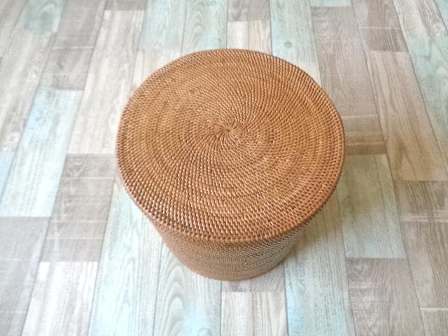 円筒ボックス●フタ取外可●無地●アタ●バリ島●アジアン雑貨●1001.2