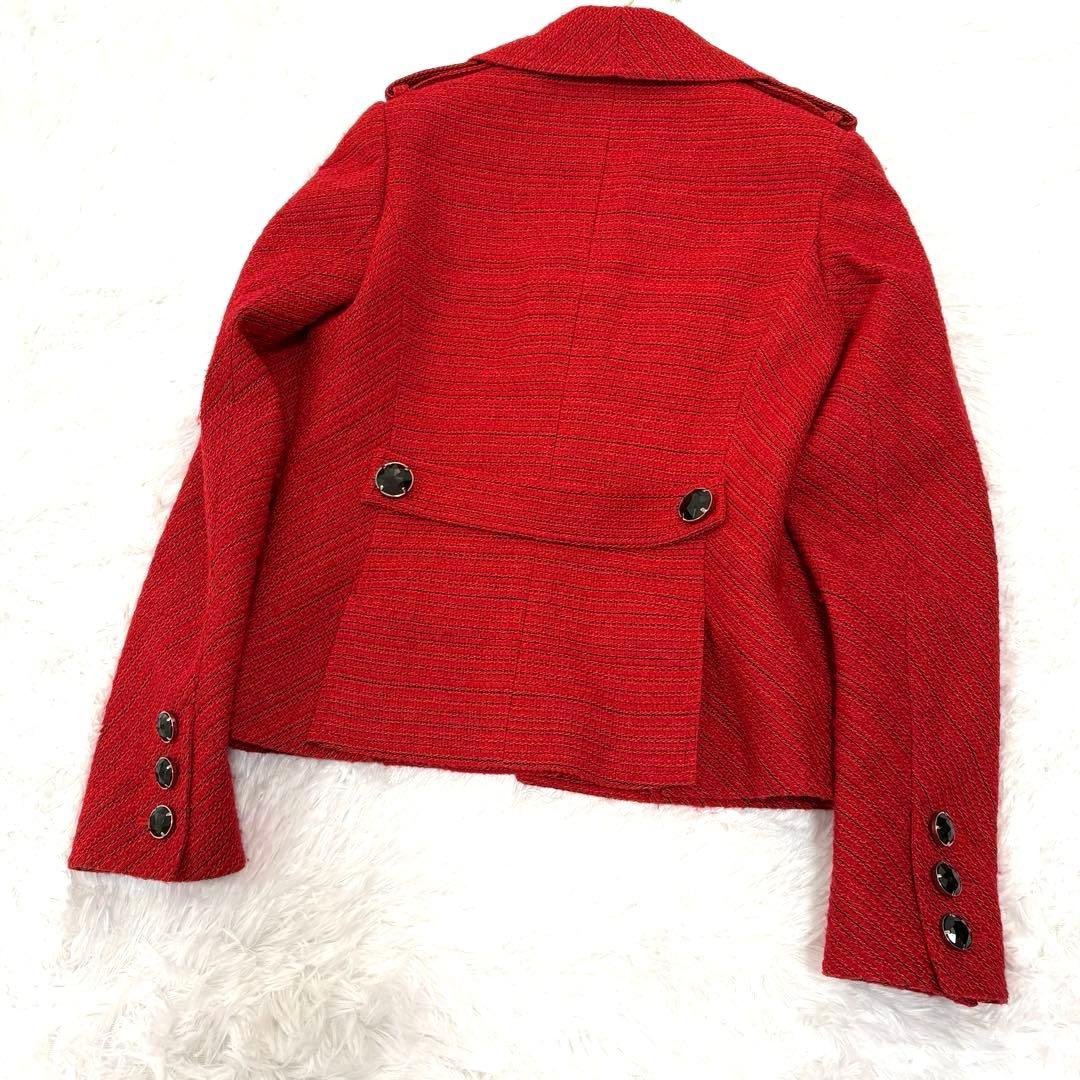Rene ルネ 赤 ツイード ジャケット 日本製 ビジューボタン 入学　卒業式