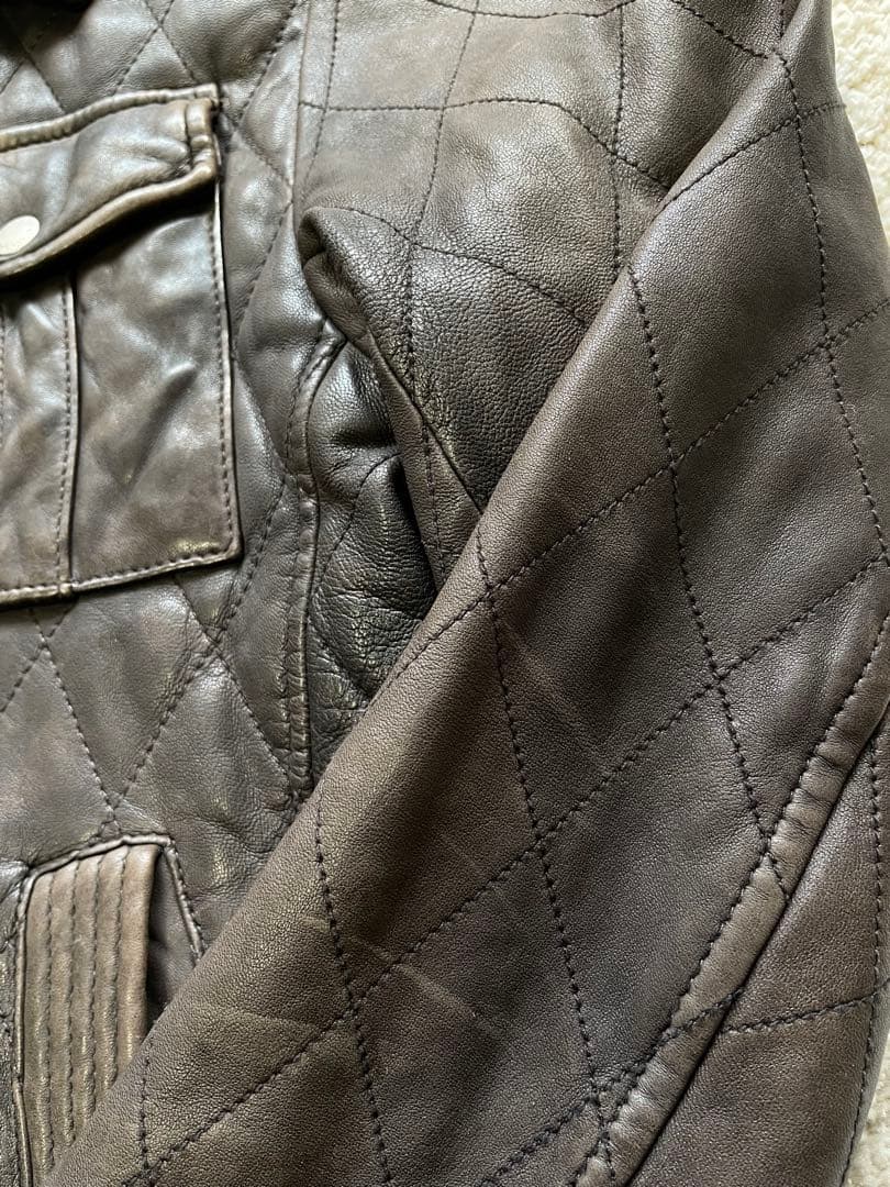 バーバリーブラックレーベル ラムレザー ジャケット ダイヤキルティング M