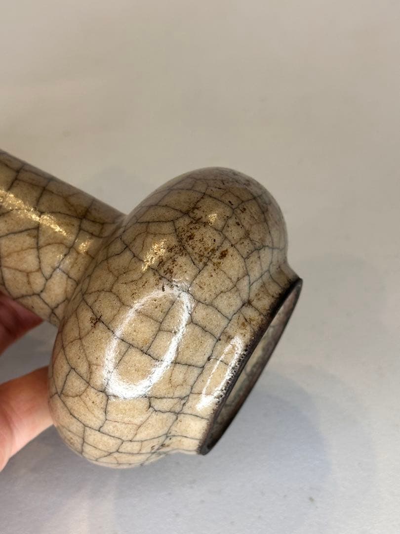 中国 宋代 哥窯 貫耳瓶 花瓶 開片釉 古陶磁 骨董品 時代物