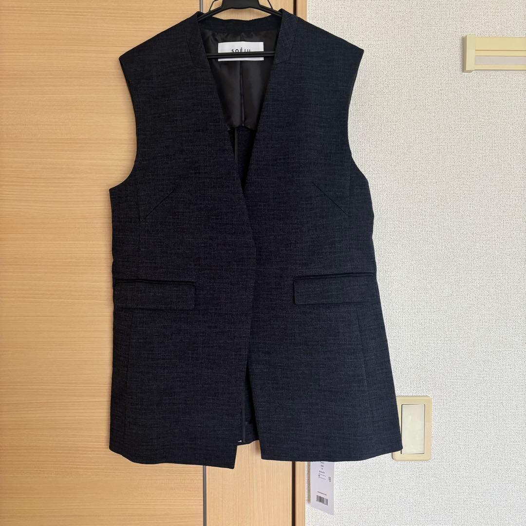 新品☆SOEJUソージュ ツィーディージャガードジレ サテンバックリボンブラウス