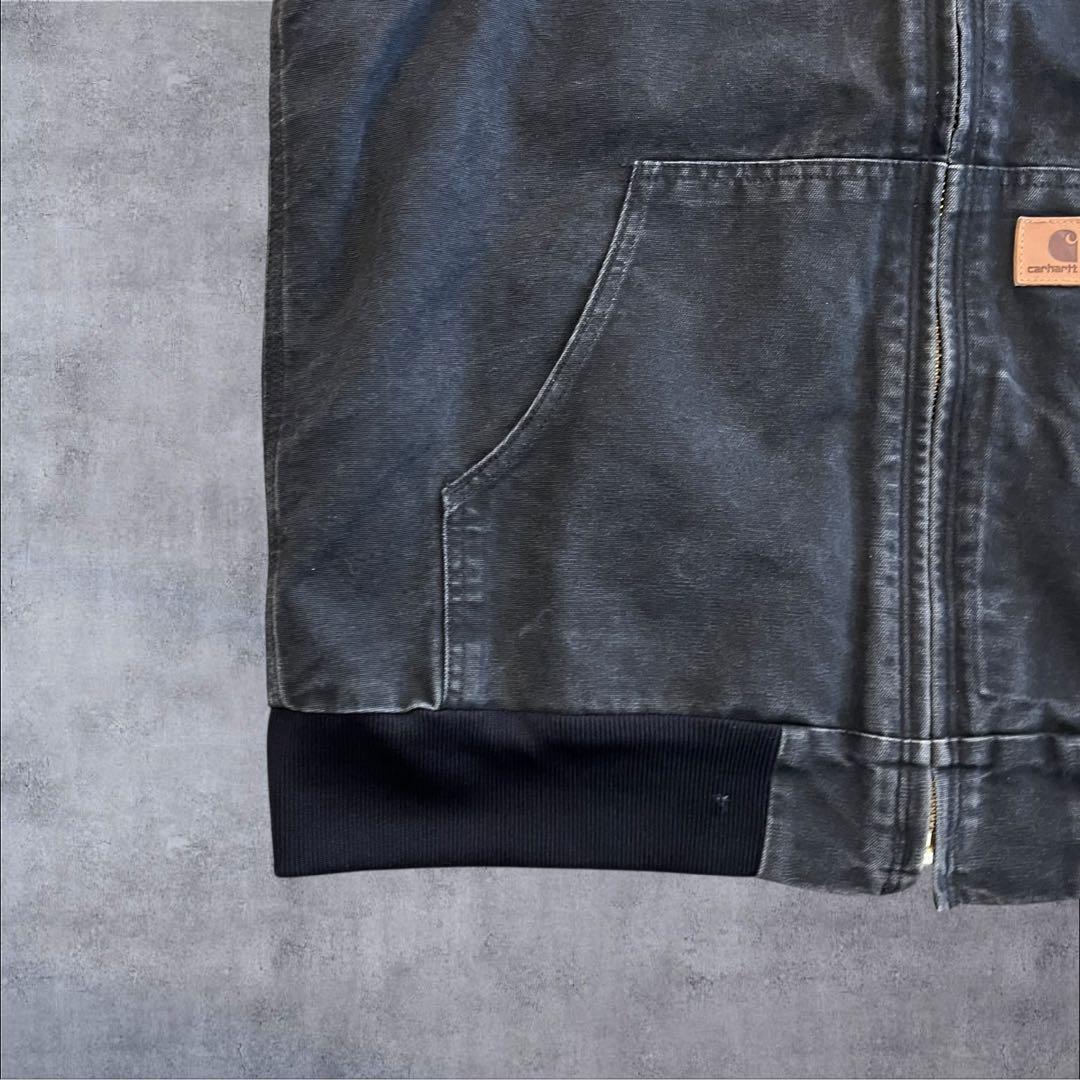 【p9】00s Carhartt ダックフーデッドベスト ブラック メキシコ製