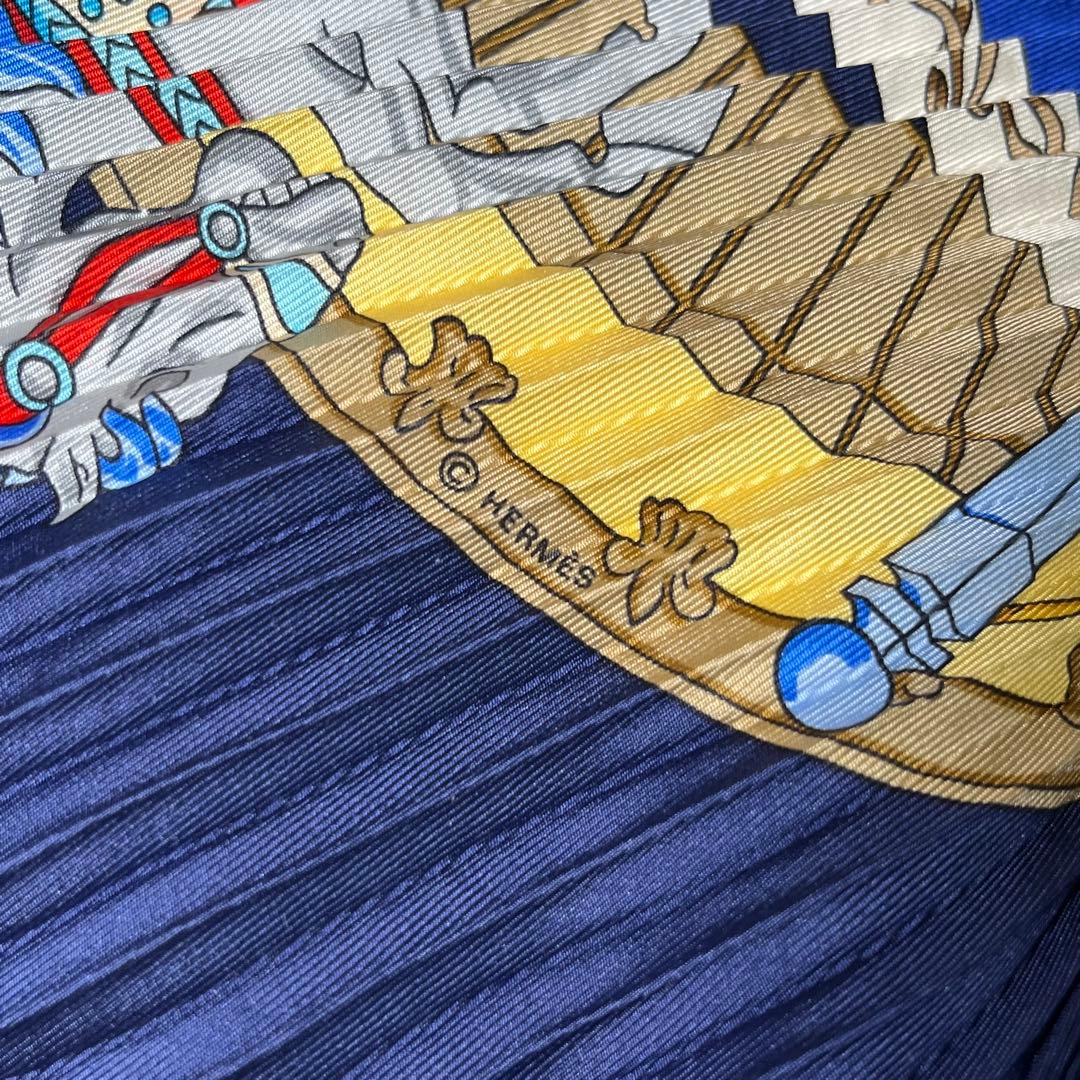 極美品 エルメス カレ90 プリーツ スカーフ シャンティイ城馬の博物館 箱説付