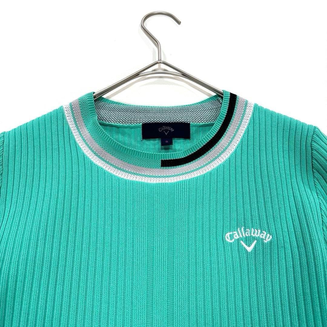 キャロウェイ　S 半袖ニット　ゴルフ　レディース　グリーン　クルーネック　春秋