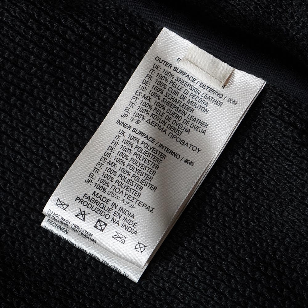 ほぼ新品 DIESEL ディーゼル リブ袖オールレザーパーカージャケットS