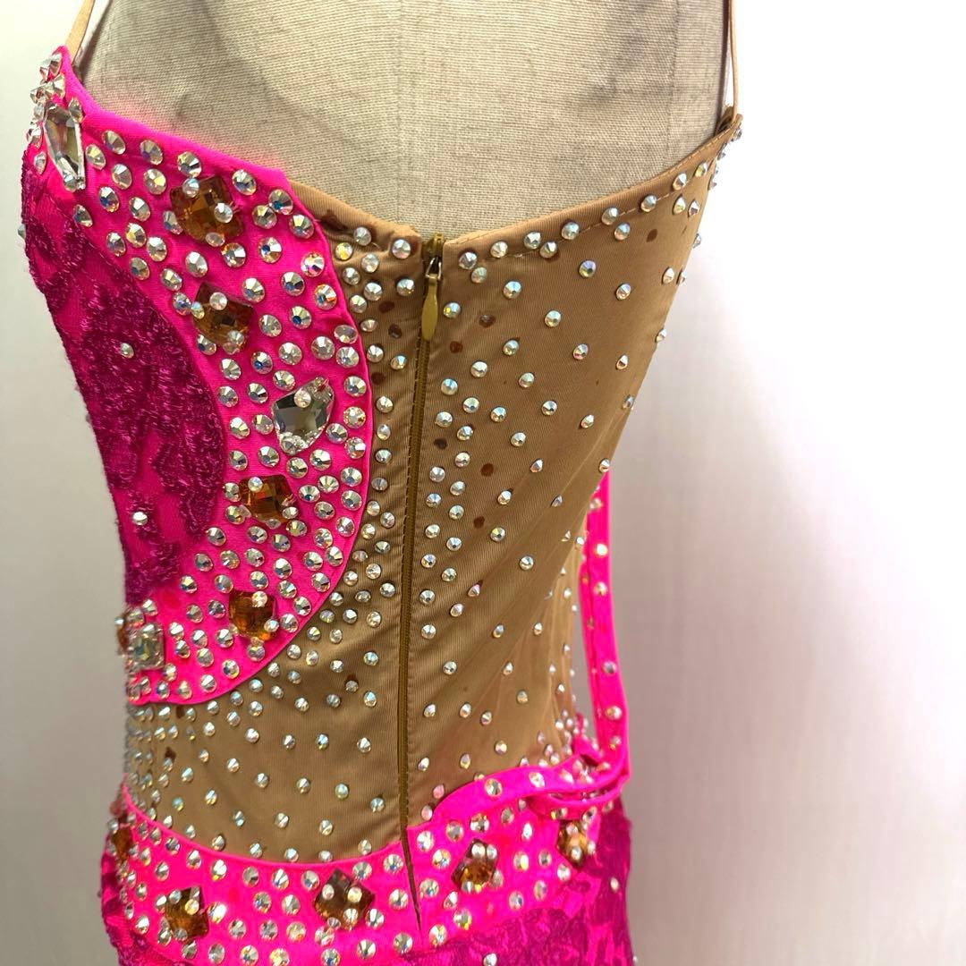 Y6004★M ピンク スワロミックス ラテンドレス 社交ダンス