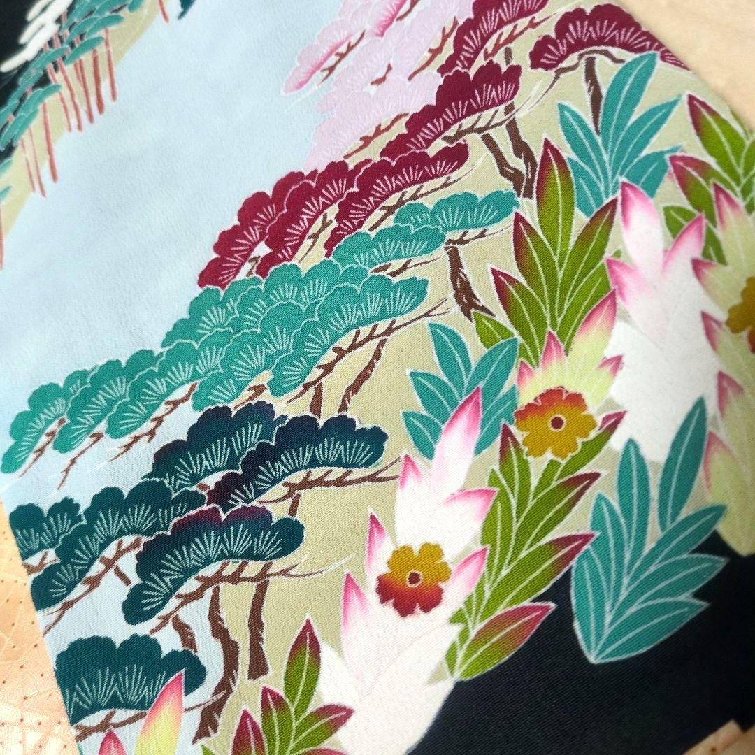 作家物留袖MIX 雲文 着物リメイク切替ドレス