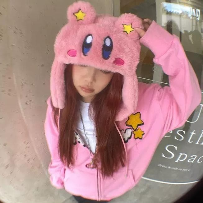 KAKAZZY 帽子 ニット帽 ビーニー 耳当て キャップ コスプレ カービィー