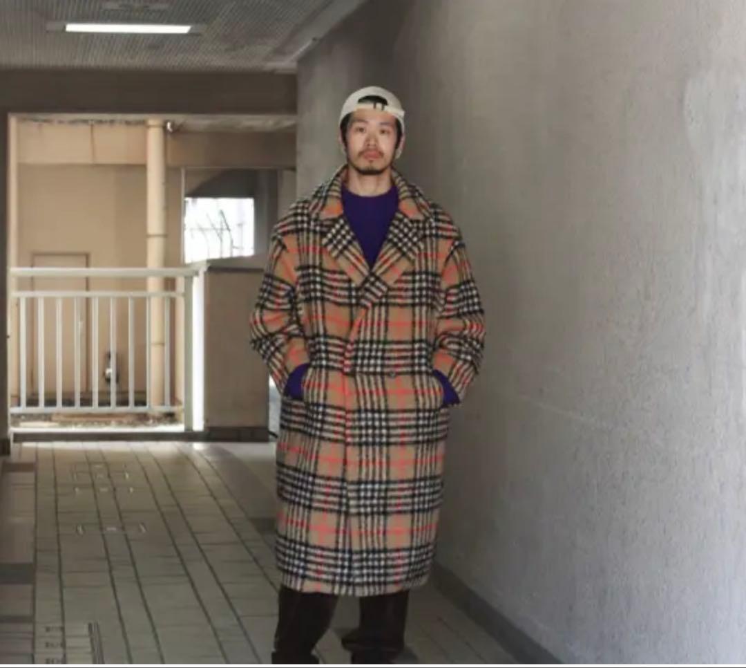 BEAMS モヘア混 チェックコート UNUSED