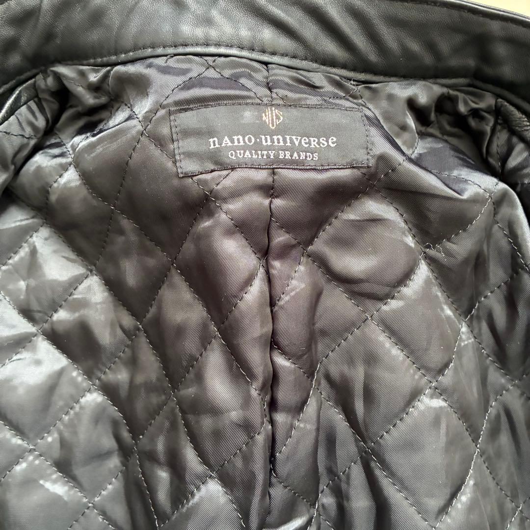 【最高級】ナノユニバース 羊革 シングル ジャケット ライダース キルティング