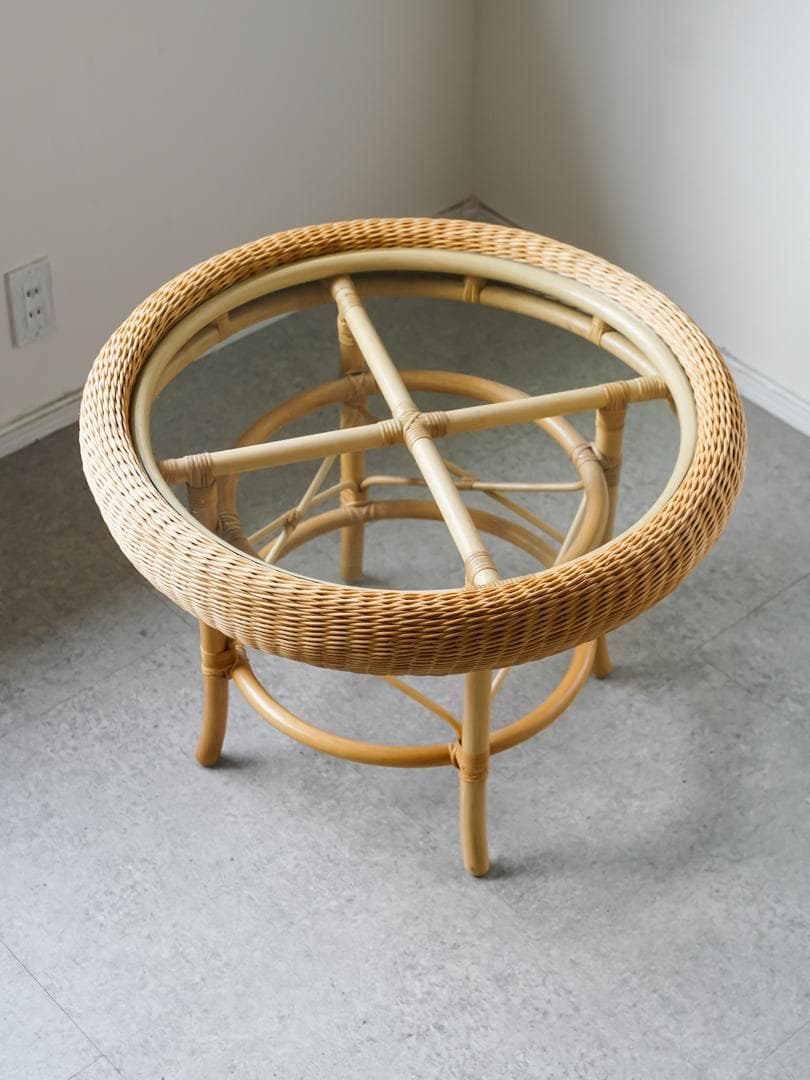 \"山川ラタン\" ヴィンテージ 丸テーブル ジャパニーズモダン 剣持勇