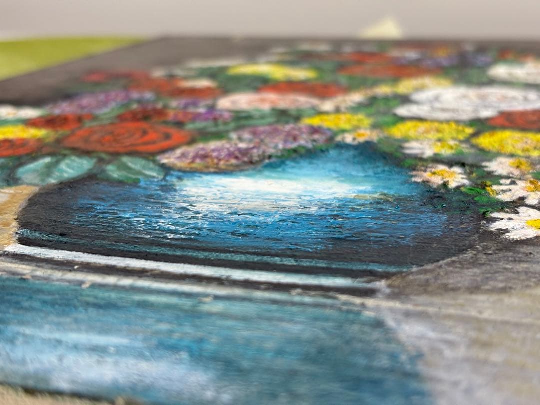 山本達幸「花瓶の花」油彩