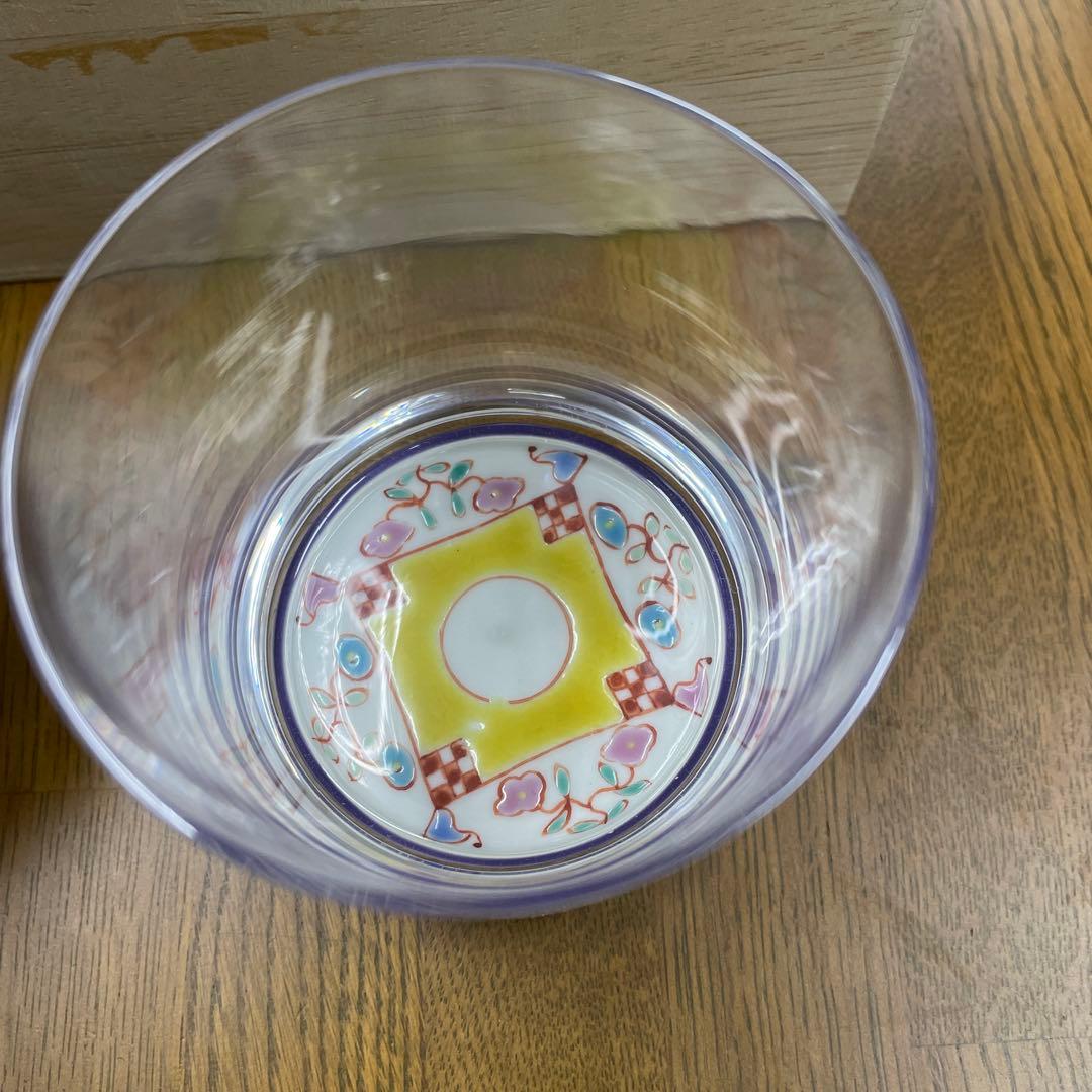 【美品】九谷和グラス 清峰堂 遊磁窯 ガラス香炉 九谷焼 陶器