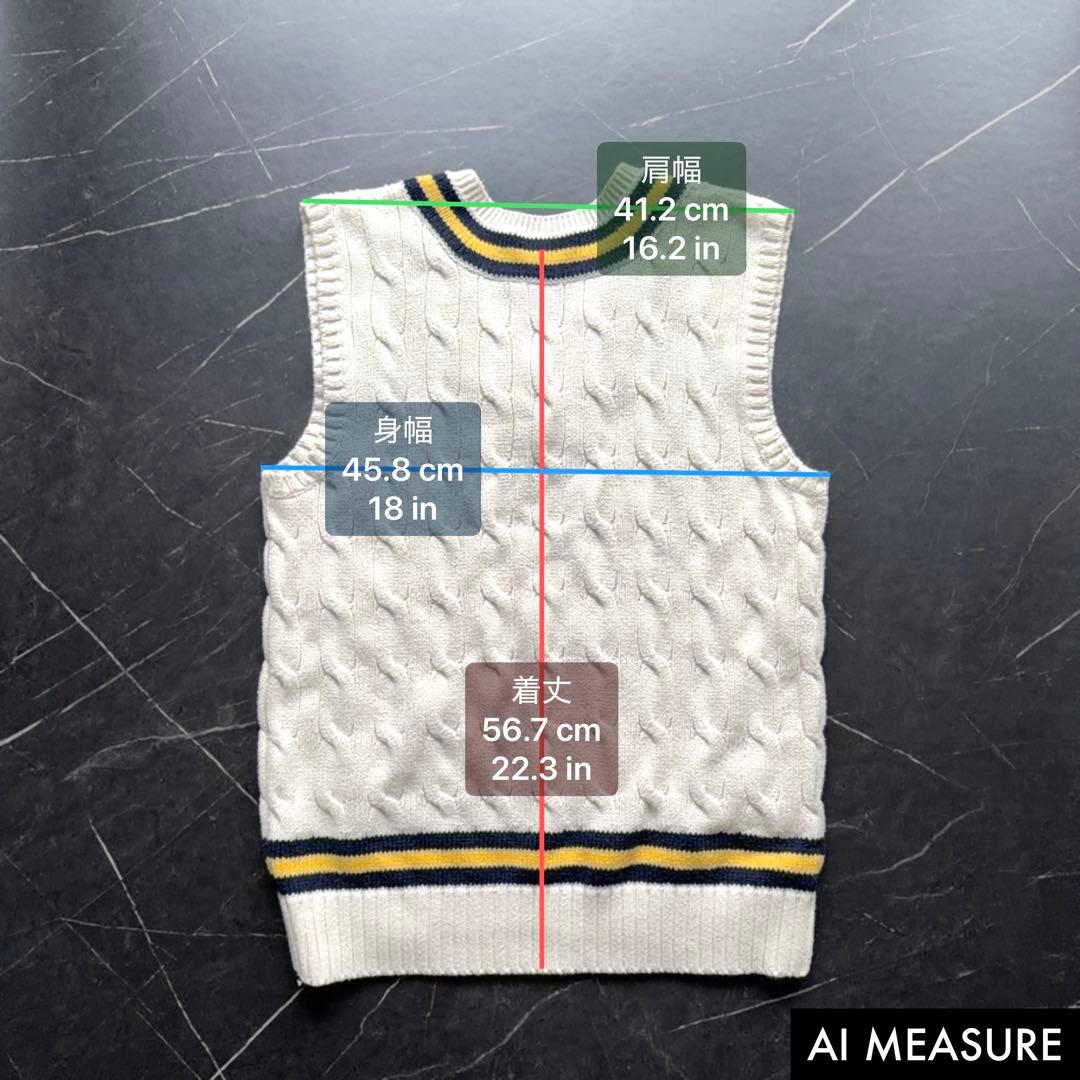 ポロバイラルフローレン チルデンニットベスト ケーブルVネック M相当