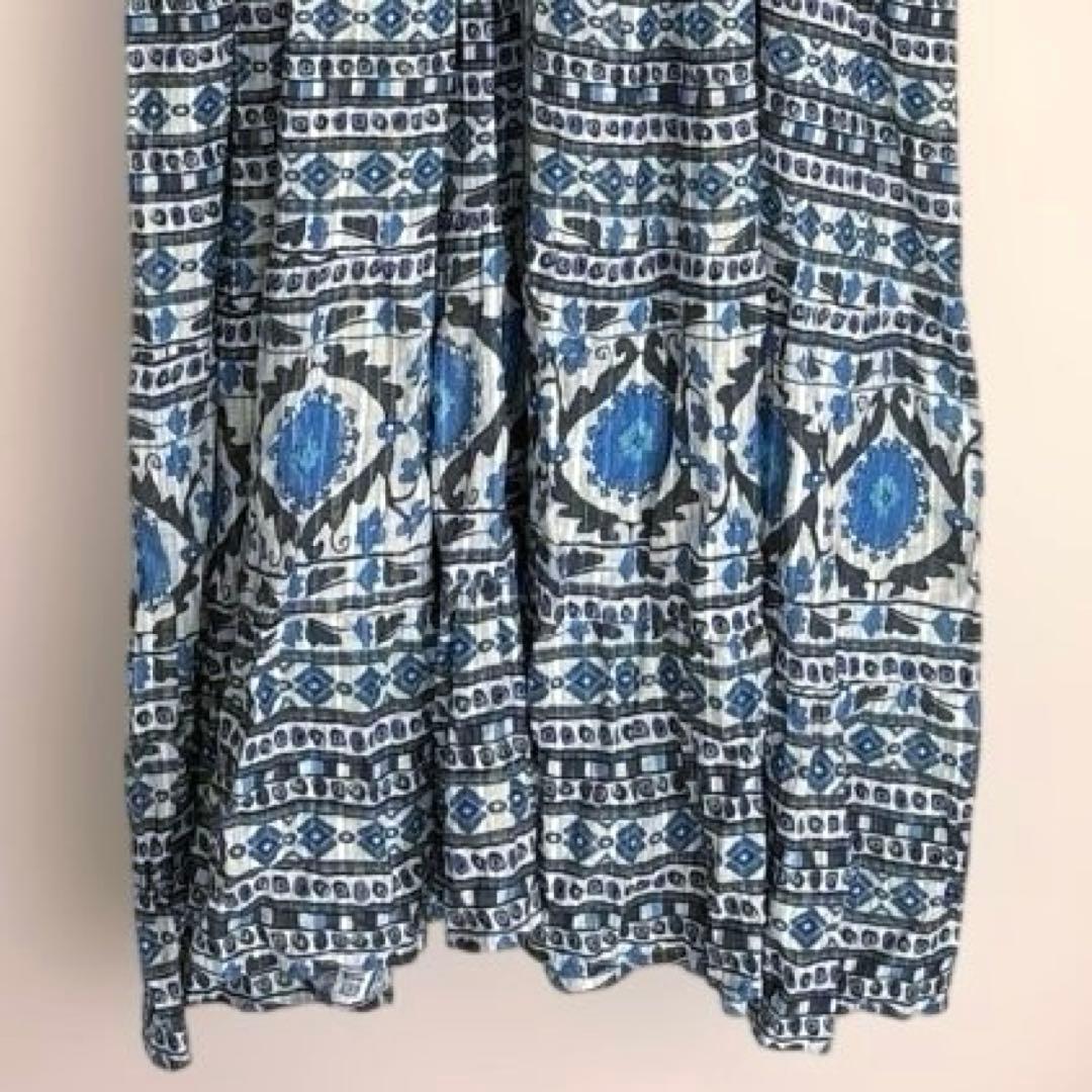 専用ですantiquaアンティカインド綿ワンピース オリエンタル柄ブルーミックス