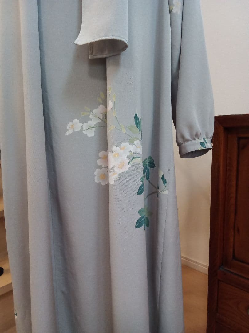 着物リメイク　ロングドレス　作家物　絹