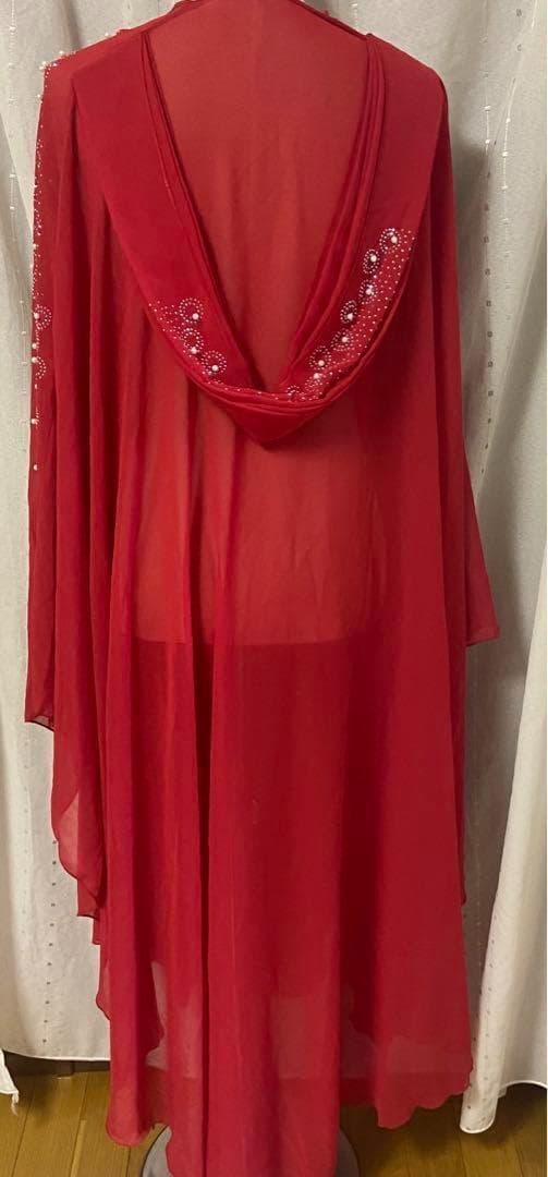 ベリーダンス　ガラベーヤ パール　舞台 ハリージドレス レッド　衣装　ビジュ