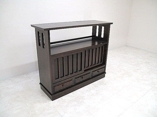 美品　北海道民芸家具 樺無垢材茶棚　 　茶タンス/茶箪笥/食器棚/サイドボード