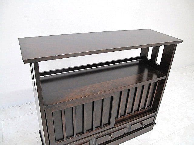 美品　北海道民芸家具 樺無垢材茶棚　 　茶タンス/茶箪笥/食器棚/サイドボード