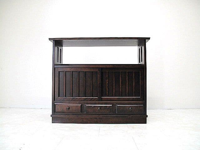 美品　北海道民芸家具 樺無垢材茶棚　 　茶タンス/茶箪笥/食器棚/サイドボード