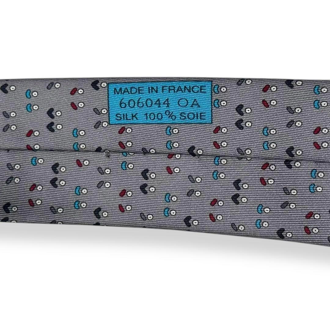 極美品✨HERMES ネクタイ　エルメス　顔　フェイス　可愛い　ポップ　グレー